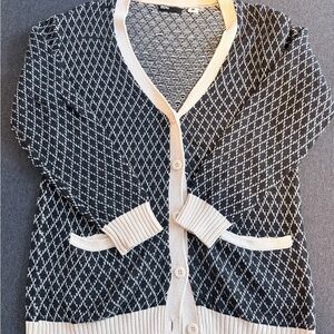 BDG Black and Cream Patterned Cardigan